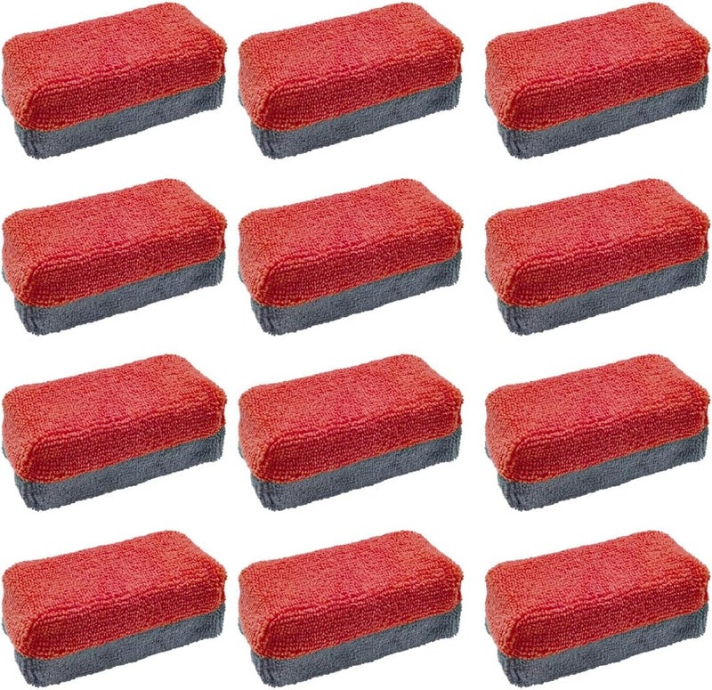 LHDOS 12PCS Ceramic Coating Applicator Sponge, 4.13'' x 1.84'' Microfiber Car Detailing Applicator Pads, Rectangular Car Foam Cleaning Pad, Auto Polishing Pad for Wax, Paint, Sealant (Red) - Image 1
